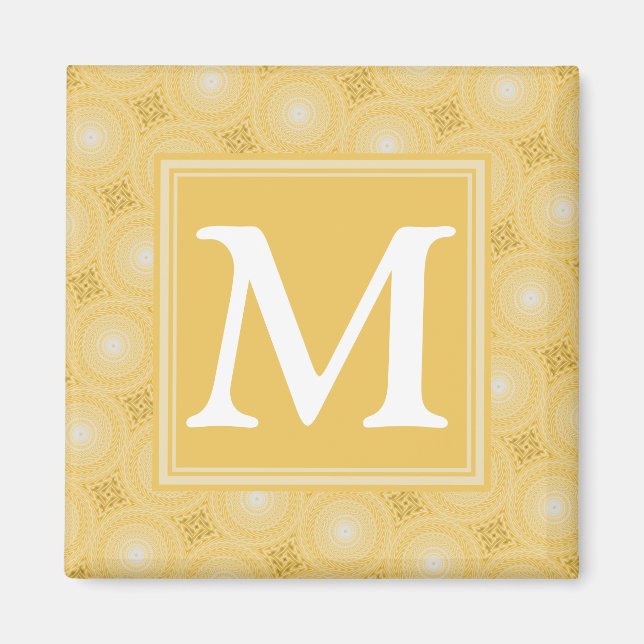 Monogramm-gelbe Kreismuster Magnet (Vorne)