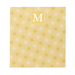 Monogramm-gelbe Kreismuster Notizblock