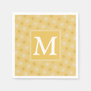 Monogramm-gelbe Kreismuster Serviette