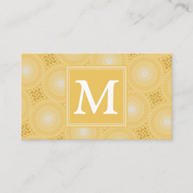 Monogramm-gelbe Kreismuster Visitenkarte (Vorderseite)