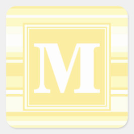Monogramm gelbe Streifen Quadratischer Aufkleber