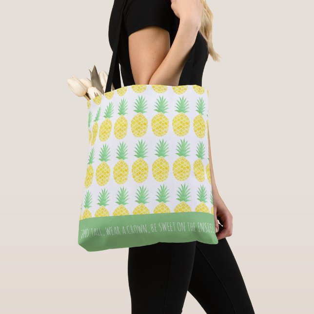 Monogramm Gelbe und Grüne Ananas Tasche (Von Nahem)