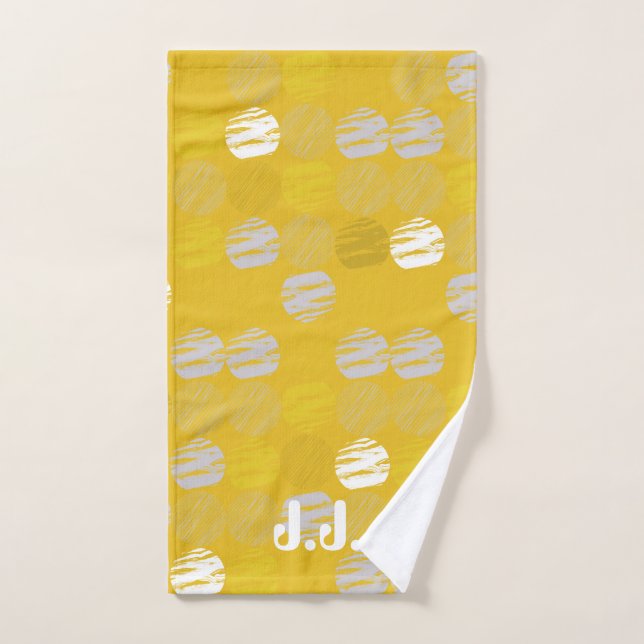 Monogramm gelbes weißes helles blaues Muster Handtuch (Handtuch)