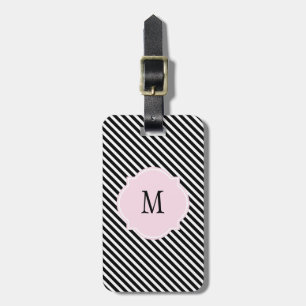 Monogramm-Gepäckanhänger für Schwarzweiß-Streifen Gepäckanhänger