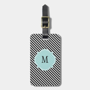 Monogramm-Gepäckanhänger für Schwarzweiß-Streifen Gepäckanhänger