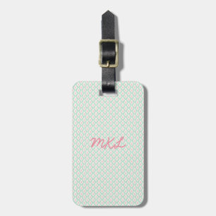 Monogramm-Gepäckanhänger Pastell-Muster Grün & R Gepäckanhänger