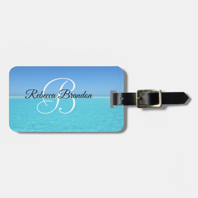 Monogramm-Gepäckmarke für das Tropical Beach Trave Gepäckanhänger (Vorderseite horizontal)