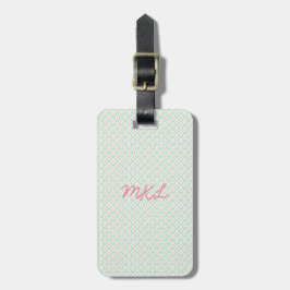 Monogramm-Gepäckträger | Pastellmuster Grün & Rosa Gepäckanhänger