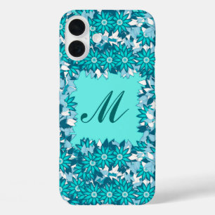 Monogramm gerahmt mit Blume - blau und weiß title_seo2