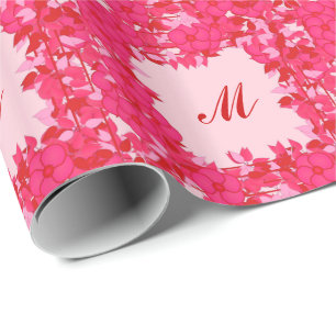 Monogramm gerahmt mit Blume - Fuchsien und rosa Geschenkpapier