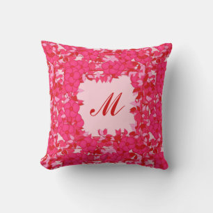 Monogramm gerahmt mit Blume - Fuchsien und rosa Kissen