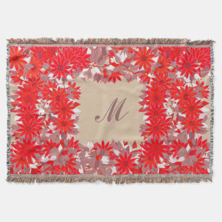 Monogramm gerahmt mit Blume - rot und tauglich Decke