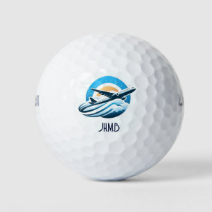 Monogramm Geschäftsflugzeug fliegen Golfball