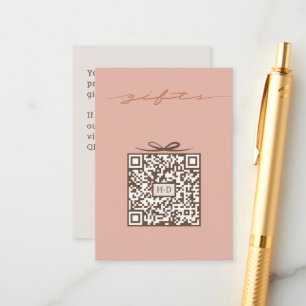 Monogramm Geschenk & Schleife QR Code Hochzeitsl Begleitkarte
