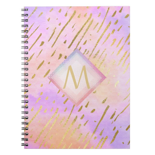 Monogramm Geschenke für Mädchen, die Liebe rosa Go Notizblock (Vorderseite)