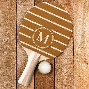 Monogramm gestreift verbrannte Sandfarbe Tischtennis Schläger