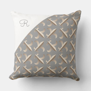 Monogramm gestreiftes fleur de lis Muster Kissen