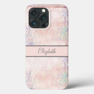 Monogramm Glam Rosa Weiß Glitzern Elegant Case-Mate iPhone Hülle