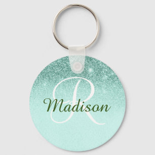 Monogramm Glitter-Geschenk Ombre Grün Mint Schlüsselanhänger