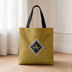 Monogramm Glitter Gold Tasche