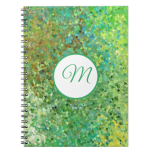 Monogramm Glitter in Grün und Türkis Notizblock