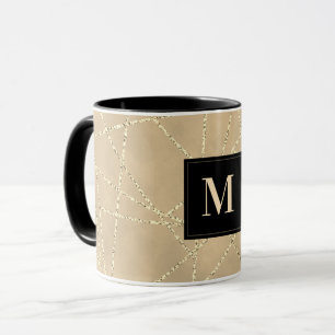 Monogramm Glitzer Geometrische Linien für Gold Tasse