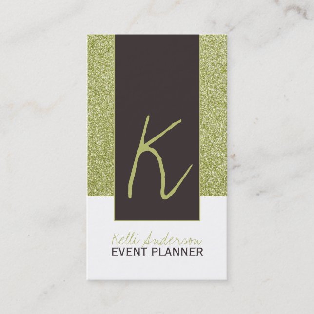 Monogramm-Glitzer-Geschäfts-Karten-Schablone Visitenkarte (Vorderseite)