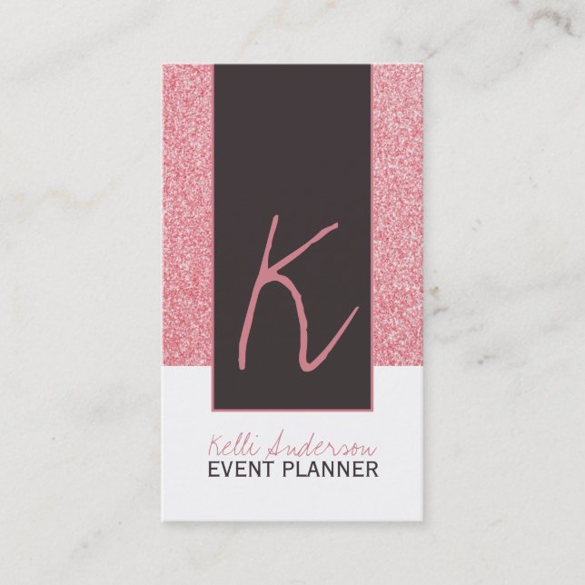 Monogramm-Glitzer-Geschäfts-Karten-Schablone Visitenkarte (Vorderseite)