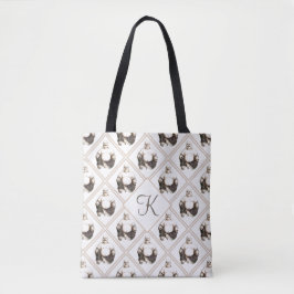 Monogramm-glückliches lachendes viel tasche