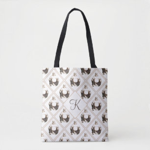 Monogramm-glückliches lachendes viel tasche