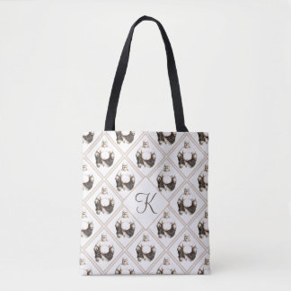 Monogramm-glückliches lachendes viel tasche