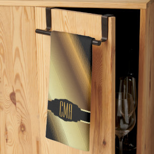 Monogramm Gold Abstrakt Diagonale Streifen Geschirrtuch