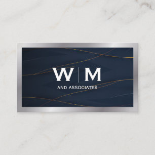 Monogramm Gold Blue Background Visitenkarte