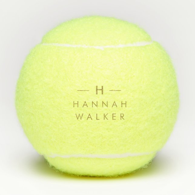 Monogramm Gold | Elegante Minimalistische Klasse Tennisbälle (Vorderseite)