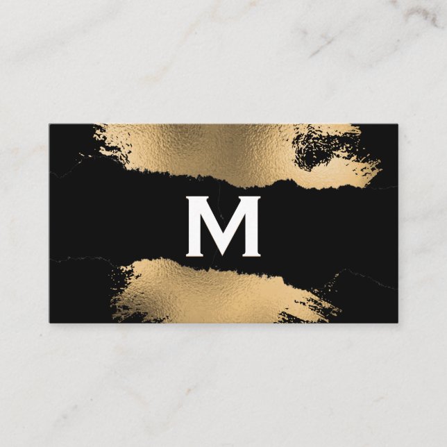 Monogramm | Gold Foil Spritzer | Torneffekt Visitenkarte (Vorderseite)