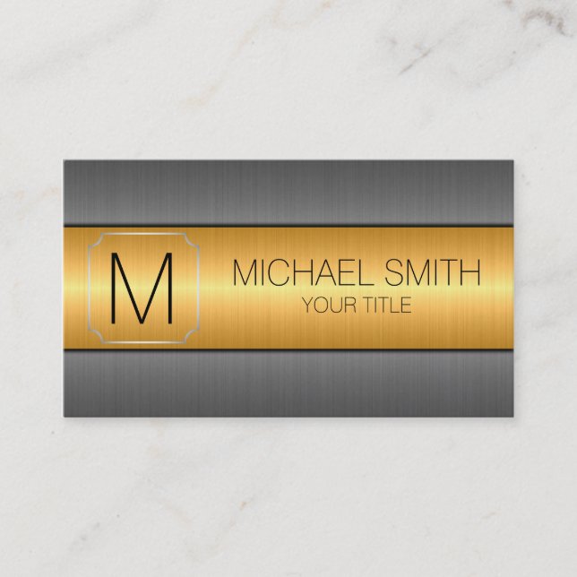Monogramm Gold Luxury Stainless Steel Metal #2 Visitenkarte (Vorderseite)