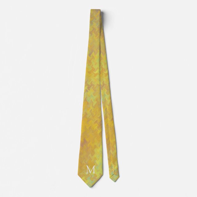 Monogramm Gold-Marmorierte Kunst Krawatte (Vorderseite)