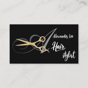 Monogramm Gold Schere Friseur Visitenkarte