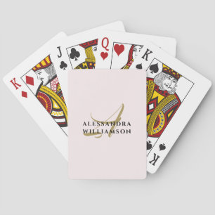 Monogramm Gold Schwarzer Name Pastellrosa Minimali Spielkarten