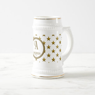 Monogramm Gold Star Muster Anfangsandenken Bierglas