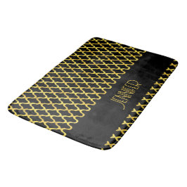 Monogramm, Gold und schwarzes Vierblatt Badematte