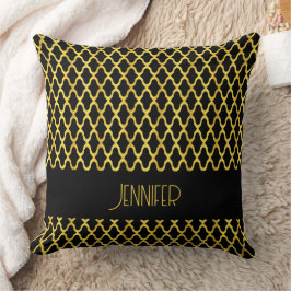 Monogramm, Gold und schwarzes Vierblatt Kissen