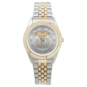 Monogramm-Gold-und Silber-Blick-Uhr Armbanduhr