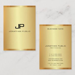 Monogramm Gold Vertikal Vorlage Luxus Seidenfinish Visitenkarte