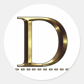 Monogramm Goldbrief D-Aufkleber Runder Aufkleber