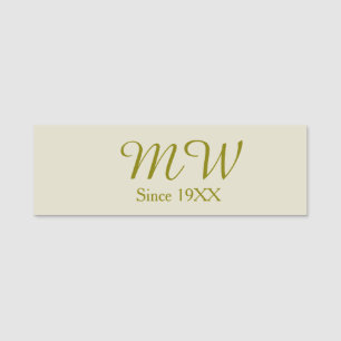 Monogramm golden seit 19XX Jahr Haferflocken Hochz Namensschild
