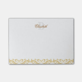 Monogramm-goldener Damast Post-it Klebezettel