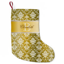 Monogramm-goldener/gelber Damast