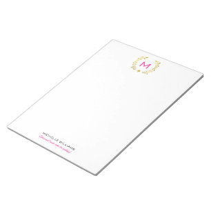 Monogramm-Goldfolien-Lorbeer u. Spaten Notizblock