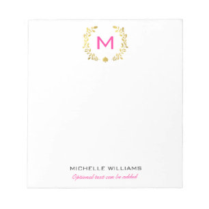 Monogramm-Goldfolien-Lorbeer u. Spaten Notizblock